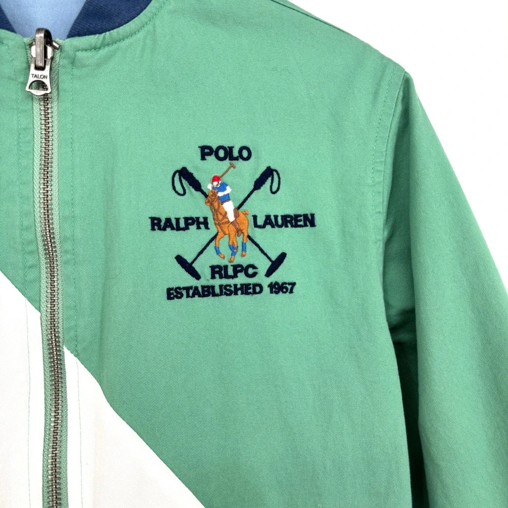 Polo Ralph Lauren Reversible Varsity Jacket Blue Green Bomber‎ Kids M 10-12